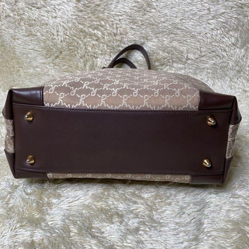 Roberta di Camerino Brown Italian Leather Trim Monogram Tote Bag - Picture 4 of 9